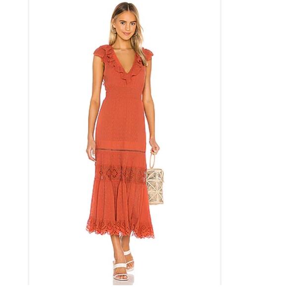 SPELL Daisy Chain Frill Maxi Dress in Copper Size XS - Picture 11 of 12